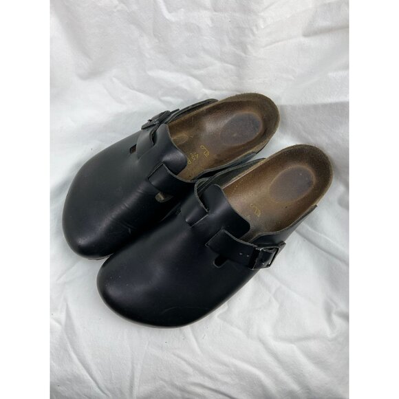 Birkenstock Boston Smooth Black Faux Leather size M12 / 45 EU - Picture 2 of 7